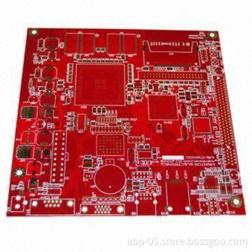 4-layer PCB with Red Solder Mask and Immersion Gold Finish, Made of FR4/FR5